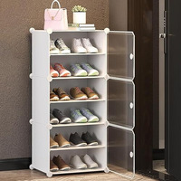 Aysis 6 Shelf Diy Shoe Rack Box Organizer ^ Multi-Purpose Plastic Shoe Rack For Home, Pp Plastic Home Shoe Rack With Door For Entryway, Chappal Slipper Shoe Standwhite, 6-Shelf-3-Door