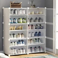 Aysis 12 Shelf Diy Shoe Rack Box Organizer ^ Multi-Purpose Plastic Shoe Rack For Home, Pp Plastic Home Shoe Rack With Door For Entryway, Chappal Slipper Shoe Standwhite, 12-Shelf-6-Door