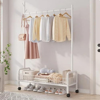 Lukzer Mgr-001 Metal Garment Rack With Wheels & Bottom Shelf  1-Rod Cloth Stand For Hanging Clothes, Bags & Storage | Multi-Functional Closet Organizer With Mesh Design (173 X 90 X 35 Cm, White)