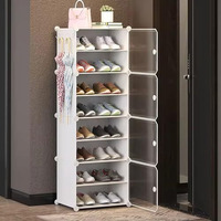 Aysis 7 Shelf Diy Shoe Rack Box Organizer ^ Multi-Purpose Plastic Shoe Rack For Home, Pp Plastic Home Shoe Rack With Door For Entryway, Chappal Slipper Shoe Standwhite, 7-Shelf-4-Door