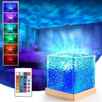 One94Store Acrylic Romantic Ocean Wave Night Light Projector Lamp, 3D Water Wave Effect, Led Projection Lamp For Bedroom Decor, Remote Control (Cube Shape)