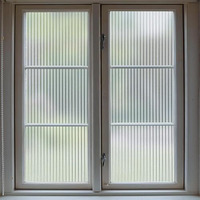 Woo Home Reeded Glass Window Film, Window Privacy Film, Frosted Window Vinyl, 3D Decorative For Window Door Cabinet Non Adhesive Anti Uv (Fluted Glass Film, 12 X 75 Inches)