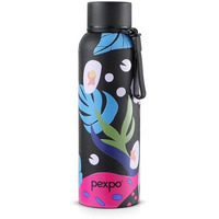 Pexpo Bravo Hot & Cold Isi Certified Flask | Stainless Steel Water Bottle - 700Ml Knight Black Leaf Design Thermoflask | Office| Gym| Travelling| Home| School| Adults & Kids