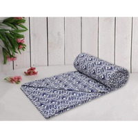 Trance Home Linen 150 Gsm Pure Cotton Reversible Dohar Double Bed Size | Ac Blanket Comforter | Soft Light-Weight Bed Blanket (84 X 88 Inch, Navy Blue Abstract) - Pack Of 1 Summer Collection