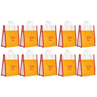 Soman Jute Ecofriendly Return Gift Bags Thank You Printed Yellow Red Combo With Velcro Pack Of 10 Bags