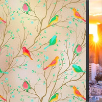 Woohome Privacy Window Film Decorative Window Birds Frosting Film Window Sticker Window Frosted Vinyl Sheets For Front Door/Bathroom/Sidelight/Small Windows (24" X 48")