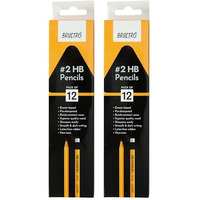 Brustro 2 Hb Extra Dark Pencil With Eraser Tip 12 Pencils X 2 Pack (Total 24 Pencils)