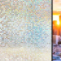 Woo Home Window Privacy Film (12 X 24 Inch) Glass Window Film Mosaic Static Cling Decorative Window Vinyl, Removable Rainbow Window Tint, Non-Adhesive Uv Blocking (Mosaic Glass Film | 1 X 2 Sqft)