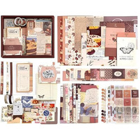 Vibe Vista Vintage Aesthetic Scrapbook Kit, 346 Pcs, A6 Grid Notebook, Washi, Envelopes, Scrapbook Papers, Folding Labels, Background Papers, Photo Frames, Calendar Stickers, Stickers (Vintage)