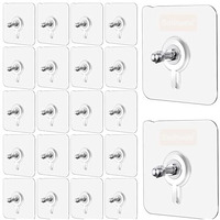 Solitude 100 Pack Heavy Duty Self-Adhesive Screw Hooks As Strong Wall Hanging Solutions Without Drilling For Kitchen And Bathroom Accessories (Screw Hook Hanger, Trasparent)
