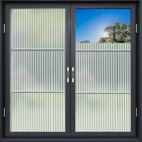 Woohome Reeded Glass Window Film, Window Privacy Film, Frosted Window Vinyl, 3D Decorative For Window Door Cabinet Non Adhesive Anti Uv (Fluted Glass Film, 24 X 240 Inches)