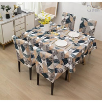 House Of Quirk Polyvinyl Chloride(Pvc)Dining Chair Cover With Rectangular Table Covers For Kitchen Waterproof Dining Table Cloth(Antiqe Prism,1 Rectangular Table Cover+6 Chair Cover),Multicolor