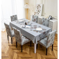 House Of Quirk Dining Table Cover Waterproof For Kitchen Dining, Polyester Table Cloth Dust And Oil Repellent, Kitchen Dcor (140X180Cm, Bronze Chakra, 1 Table Cover + 4 Chair Cover), Rectangular