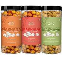Vishnu Delight Roasted Makhana Combo Pack - 3 Of 90G Each Flavor - Mint Masti, Fiery Peri Peri, Tangy Tomato - Crunchy, Deliciously, And Full Of Flavorful Indian Spices Snacks
