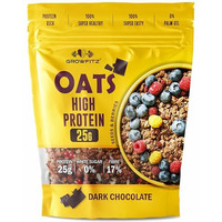 Growfitz 25G High Protein Oats Xxxl Pack, Dark Chocolate, No Refined Sugar, 17G Fibre, Almonds, Raisin, Pumpkin And Chia Seeds | Super Rolled Oats, Breakfast Cereals | Gluten Free (800G X 1)