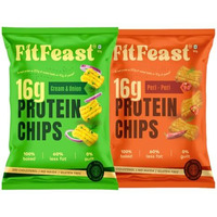 Fitfeast Assorted Protein Chips | Peri Peri | Cream And Onion | Pack Of 6 | 60Gms Each | As Seen On Shark Tank