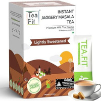 Teafit Instant Jaggery Masala Chai Premix | Desi Gud Chai | 20 Sachets (280Gm) | Just Add Water | Made With Organic Cane Jaggery, Premium Assam Tea & Aromatic Spices | Ayurvedic Spiced Chai