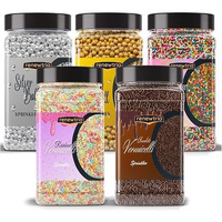 Renewtria Premium Decorative Silver And Golden Balls For Cake Decor, Sparkling Effect, Candy Sprinkles Mix For Cake Decoration, Cookie, Ice Cream Toppings (1000G) (200G Each, Pack Of 5)