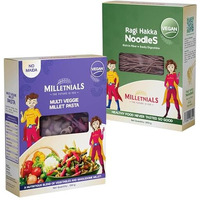 Milletnials Multi Veggie Millet Pasta And Ragi Millet Hakka Noodles Ready To Cook, Zero Maida, 100% Vegan, No Atta, No Preservatives, Healthy Millet-Based Noodles (Multi Veggie Millet Pasta And Ragi Millet Hakka Noodles)