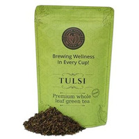 Green Tara's Aurai Tulsi Green Tea | Certified Organic Whole Leaf Blend | 100G (3.52 Oz) | Antioxidant-Rich & Caffeine-Free | Ayurvedic Herbal Tea | Resealable Ziplock Pouch For Freshness