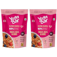 Yogabar Muesli Fruit And Nuts - Wholegrain Breakfast Cereals With Oats And Dry Fruits, High In Omega 3, Gluten Free Granola With Chia And Flax Seeds (400G - Pack Of 2)