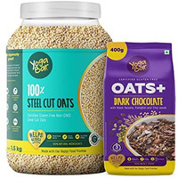 Yogabar Steel Cut Oats And Dark Chocolate Oats | Steel Cut Oats 1.5Kg | Dark Chocolate Oats 400G | Gluten Free Whole Oatmeal For Breakfast - Healthy Breakfast Cereal For Children And Adults