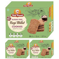 Midbreak Sugar Free Ragi Atta (Finger Millet) Cookies - Gluten-Free, No Sugar, Made With Butter - Healthy, Nutritious, And Delicious | Pack Of 3 | 600G