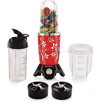 Cookwell Bullet Mixer Grinder (3 Jar, 2 Blade, Red) - Copper, 600 Watts - 2 Year Warranty