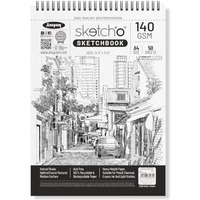 Anupam Sketch-O Sketchbook A4 | 50 Sheets 100 Pages | 140Gsm | Durable Acid Free Drawing Paper | Top Spiral-Bound Sketchpad For Artists & Professionals For Marker Colored Pencil Charcoal Pastels