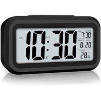 Aerys Digital Alarm Clock With Automatic Sensor, Date And Temperature Display, Table Clock For Students, Home, Office, Corporate Use (Black Digital)
