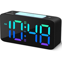 Aerys 9-Inch Digital Alarm Clock, Rgb Color Display, Night Light Dimmer, Usb Ports, Super Loud Alarm For Heavy Sleepers, Table Clock (Rgb Colour)
