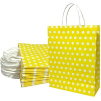 Aakriti Paper Gift Bags With Handles Polka Dot Paper Party Favor Bags For KidS Birthday Baby Shower Wedding Festivals Holiday Party (10 X8X3 Inch (Pack Of 25), Gift Bags Polka Dot Yellow)