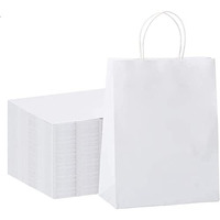 Aakriti Craft Paper Bags, Gift Bags With Handles, Small Craft Shopping Bags In Bulk For Boutiques, Small Business, Retail Stores, Gifts & Merchandise (Medium-9.75" X 4" X 12.5", White-75Pcs)
