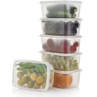 Volturi Fridge Storage Containers (Pack Of 1), Fridge Organiser Storage Boxes With Removable Drain Plate, Lids, Stackable Organizer, Fridge Storage Box Keep Fruits, Vegetables Fresher, 1800 Ml