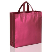 Drapme Medium Size Pack Of 10 Pcs Matt Metallic Laminated Non-Woven Reusable Eco-Friendly Party Return Gift Bags (Wine) (Medium 12X13X4 Inch)