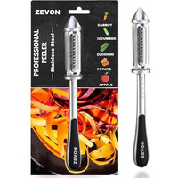 Zevon Stainless Steel Peeler For Vegetables And Fruits, 3 In 1 Multifunctional Julienne Peeler For Kitchen, Versatile Vegetable Peelers For Salad Preparation, Durable Vegetable Peeler (Silver/Black)