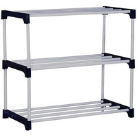 Lotspek Footwear Stand & Shelves Shoe Rack For Home | Floor Standing Shoes Shelf | 3 Tier Layer Plastic Foldable Shoe Stand, Shoe Organiser For Home & Office (Black, Pvc)