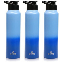 Speedex Stainless Steel Water Bottle 1 Ltr For Kids, Boys, Girls, 1 Litre Bottles For Gym, Sports, Fridge Use, School & Office - 1000Ml, Blue Blue Colour, Set Of 3, Sipper Cap