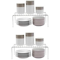 12For Collection 2Pcs Stainless Steel Kitchen Dish Rack Expandable Storage Shelves For Kitchen Cabinets Multipurpose Organizer Extend Up To 580 Mm , Free Standing, Tiered Shelf