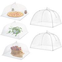 Hodaqe Food Cover For Outside 2Pcs Reusable Food Tent Fruit Cover Pop-Up Food Nets Outdoors Mesh Screen Collapsible 17 Inch,White