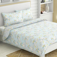 Haus & Kinder Double King Flat Bedsheet With 2 Pillow Covers, King Size For Double Bed Sheet, 100% Cotton Flat King Size Bedsheets, 144 Tc, Tropical Bird