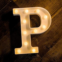 Satyam Kraft 1 Pcs Marquee Alphabet Letter Led Light | Decorative Name Lamp For Home, Bedroom, Wedding, Birthday, Anniversary & Romantic Gift And Night & Wall Lamp () (P, Big)