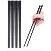Inovera (Label) 5 Pairs Fiberglass Reusable Non-Slip Chopsticks For Sushi, Noodles, Fried Rice (24 Cm, Black)