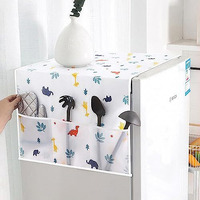 Wolpin 1Pc Fridge Cover For Top With 6 Utility Pockets Cartoon Prints Waterproof Single Door (130 X 54 Cm)