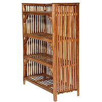Cane Crafts 4 Tier Bamboo Wooden Shoe Racks Slipper Stand Chappal Storage Organizer Multi-Purpose Rack For Storage Entryway Shelf Organizer For Home And Kitchen