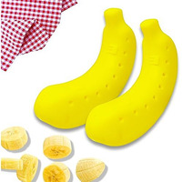 Parteet Kitchenware Plastic Banana Storage Portable Plastic Case Cover And Plastic Container (Pack Of 2- Multicolor)
