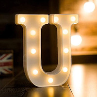 Satyam Kraft 1 Pcs Marquee Alphabet Letter Led Light | Decorative Name Lamp For Home, Bedroom, Wedding, Birthday, Anniversary & Romantic Gift And Night & Wall Lamp () (U, Big)
