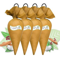 Mangalam Campure Camphor Cone (Sandalwood) Pack Of 4-100% Organic | Air Freshener For Car, Wardrobe, Office Cabin's, Drawers, Travel Bag & Bathroom