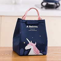 Wolpin Blue Lunch Bags For Office Women, Men, Kids Insulated Travel Box/Tiffin/Storage Bag, College & School (Unicorn Blue, Polyester)
