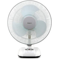 Impex Rechargeable Table Fan With Dual Selection Led Light Breeze-D3, Solar Input Socket, Silent Operation With 3 Blade Table Fan, Backup Up To 6 Hours, 3 Speed Control (1400 Rpm, White)